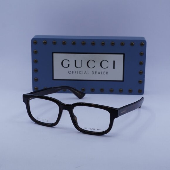 Gucci GG1584O 002 Square Eyeglasses - Dark Havana 53mm - Picture 1 of 10